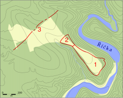 Mapka rozložení hradiska (zdroj: WIKIPEDIE)